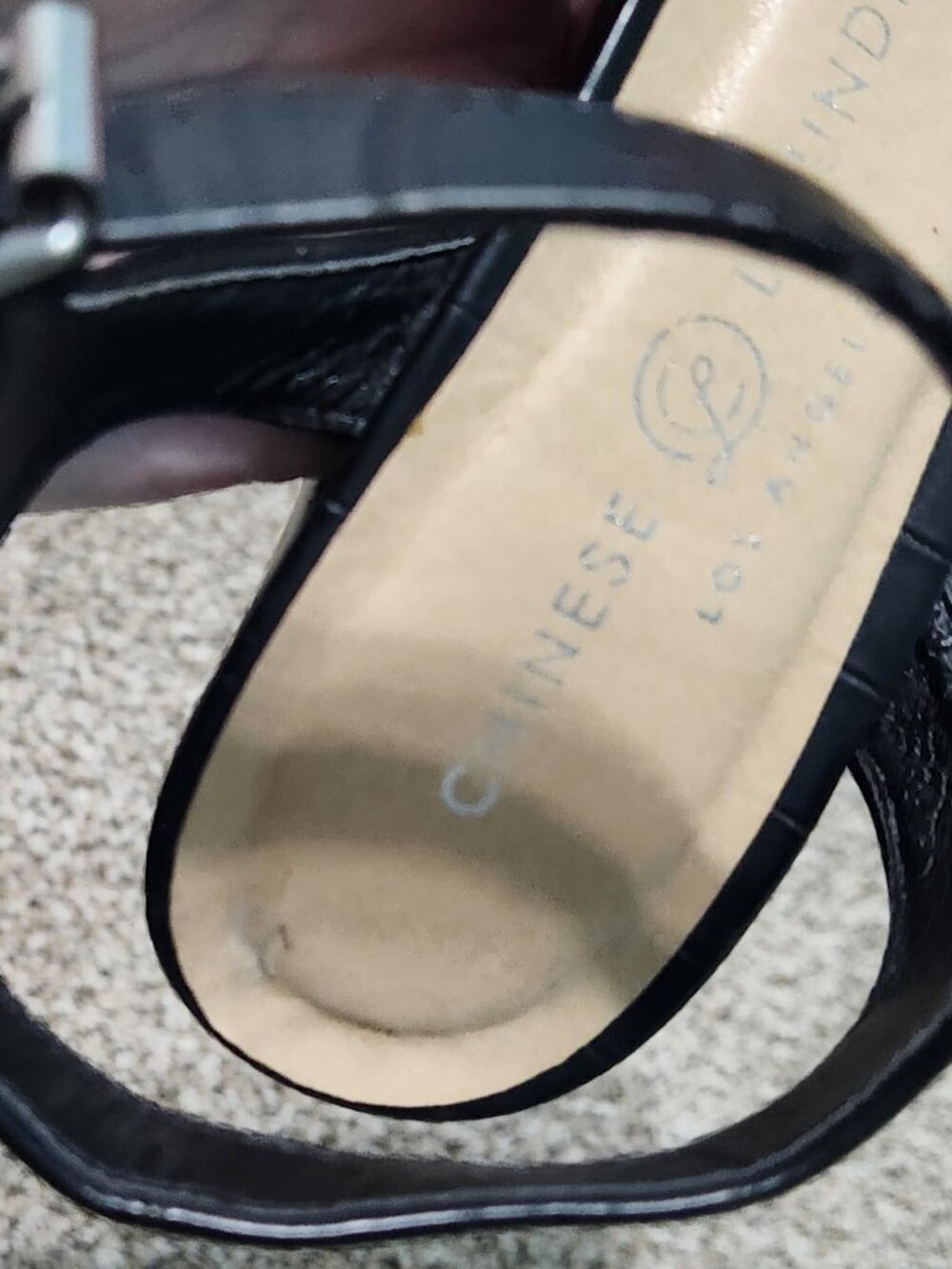Chinese Laundry Black Croc Platform Heel Sandals Ankle Strap Sz 8.5 - Picture 15 of 15